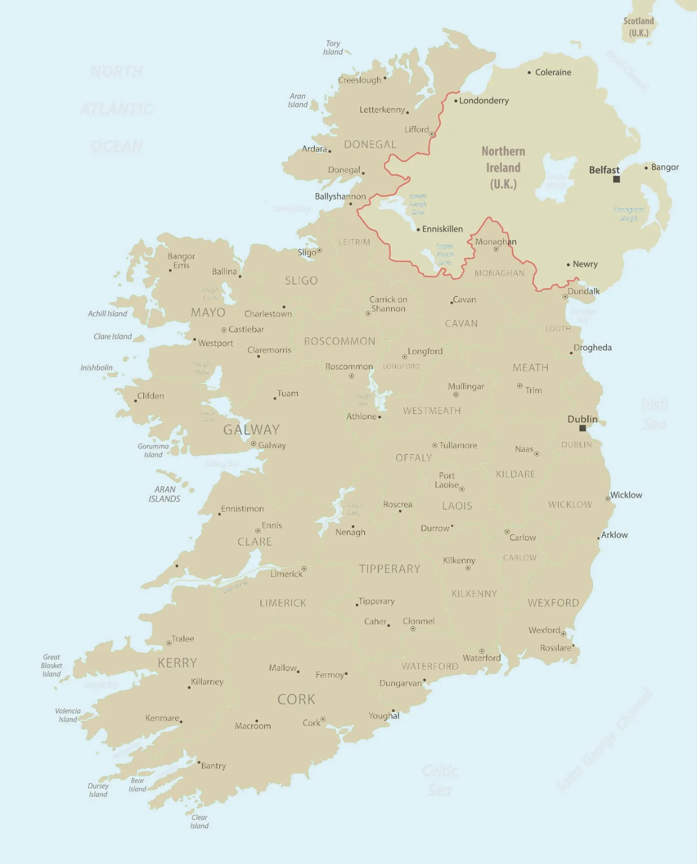 Carte de l'Irlande — le parcours du circuit