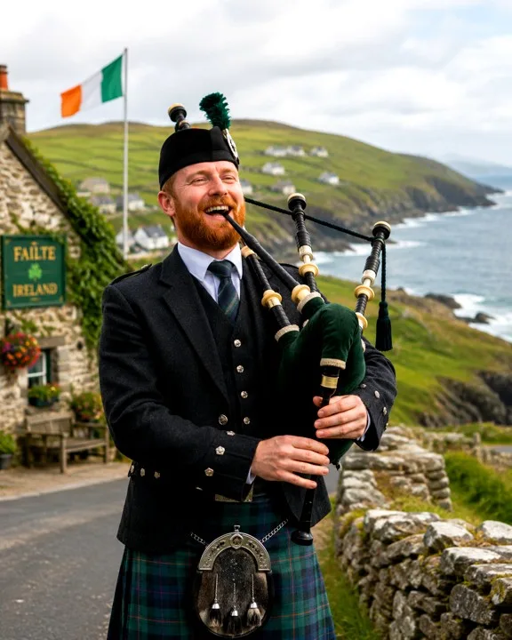 Un joueur de cornemuse irlandais
